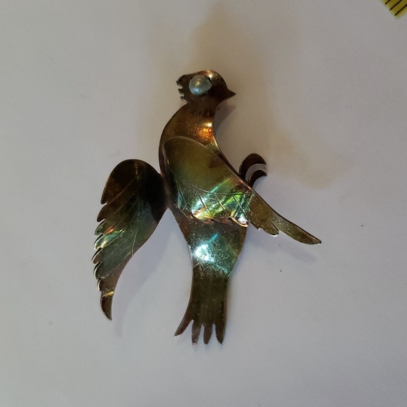 vintage Jewelry - Vintage Sterling Silver Figural Bird Brooch with Pearl